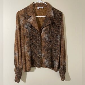Vintage 70’s 100% Silk Snakeskin Print‎ Disco Shirt Button Down Womens 8 EUC